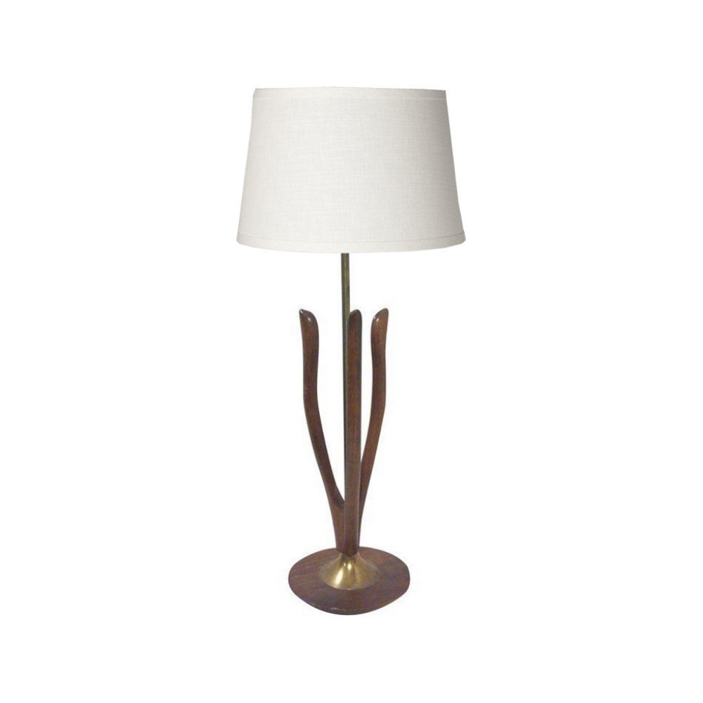 Mid-Century Sculptural Walnut Table Lamp, Laurel Lamp Company